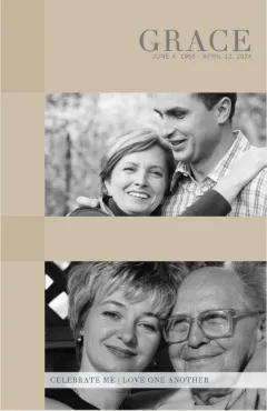 Shelter booklet cover: their name over sand and stone blocks, with two black and white photos.