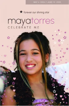 Shooting Star booklet cover: a large photo framed by stars and hearts.